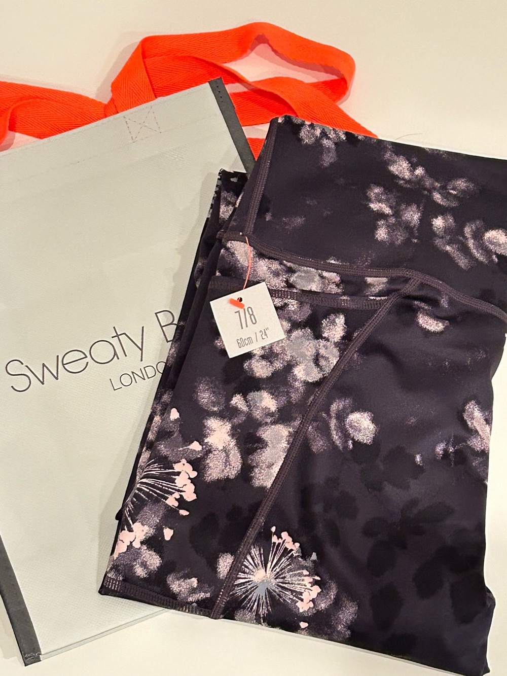 Sweaty Betty Black and Pink Floral Leggings